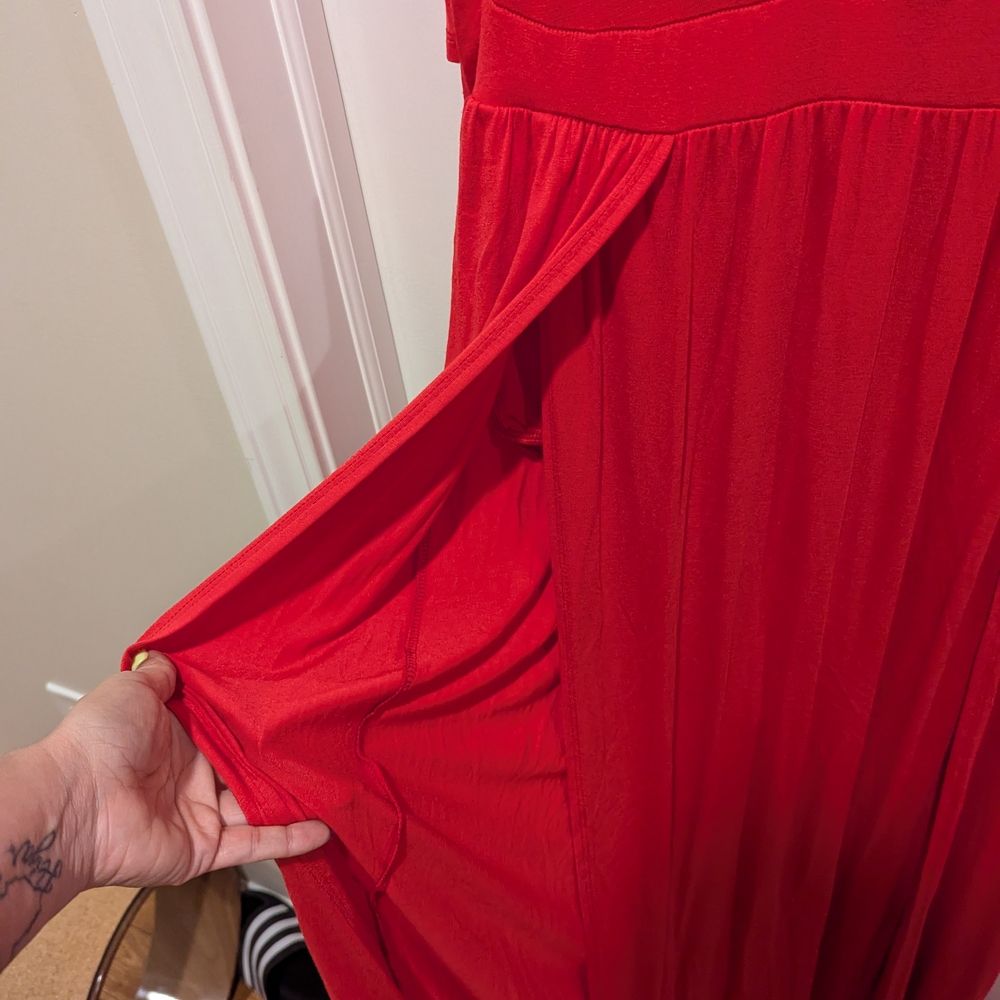 Curvy Sense Size 14 Sexy M-Slit Red Maxi Dress With Bodysuit Glam Going Out — image 4 of 8